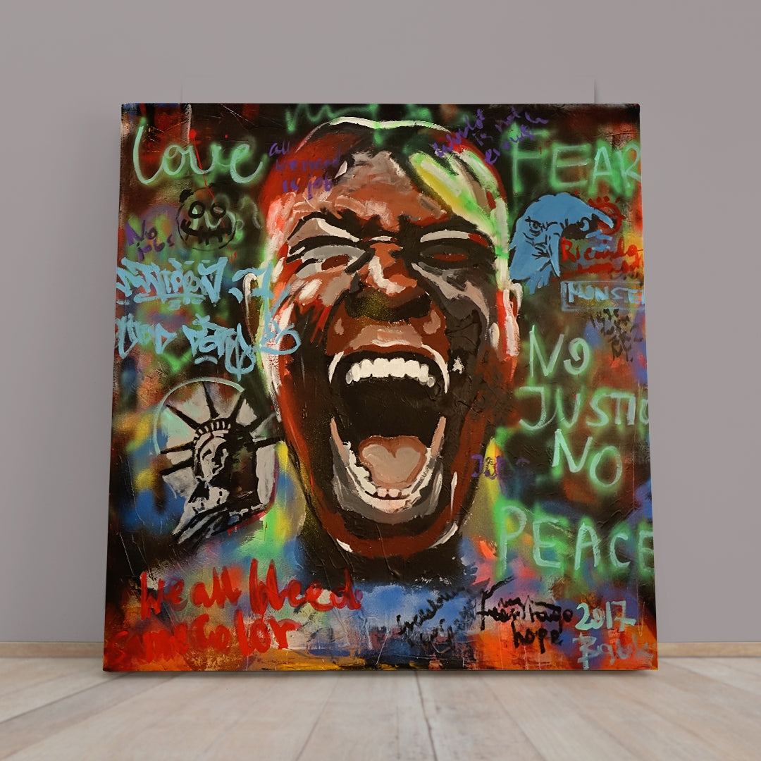 ALL WE NEED IS LOVE | Poster Grunge Banksy Graffiti Style Canvas Print - Square Contemporary Art Artesty 1 Panel 12"x12" 