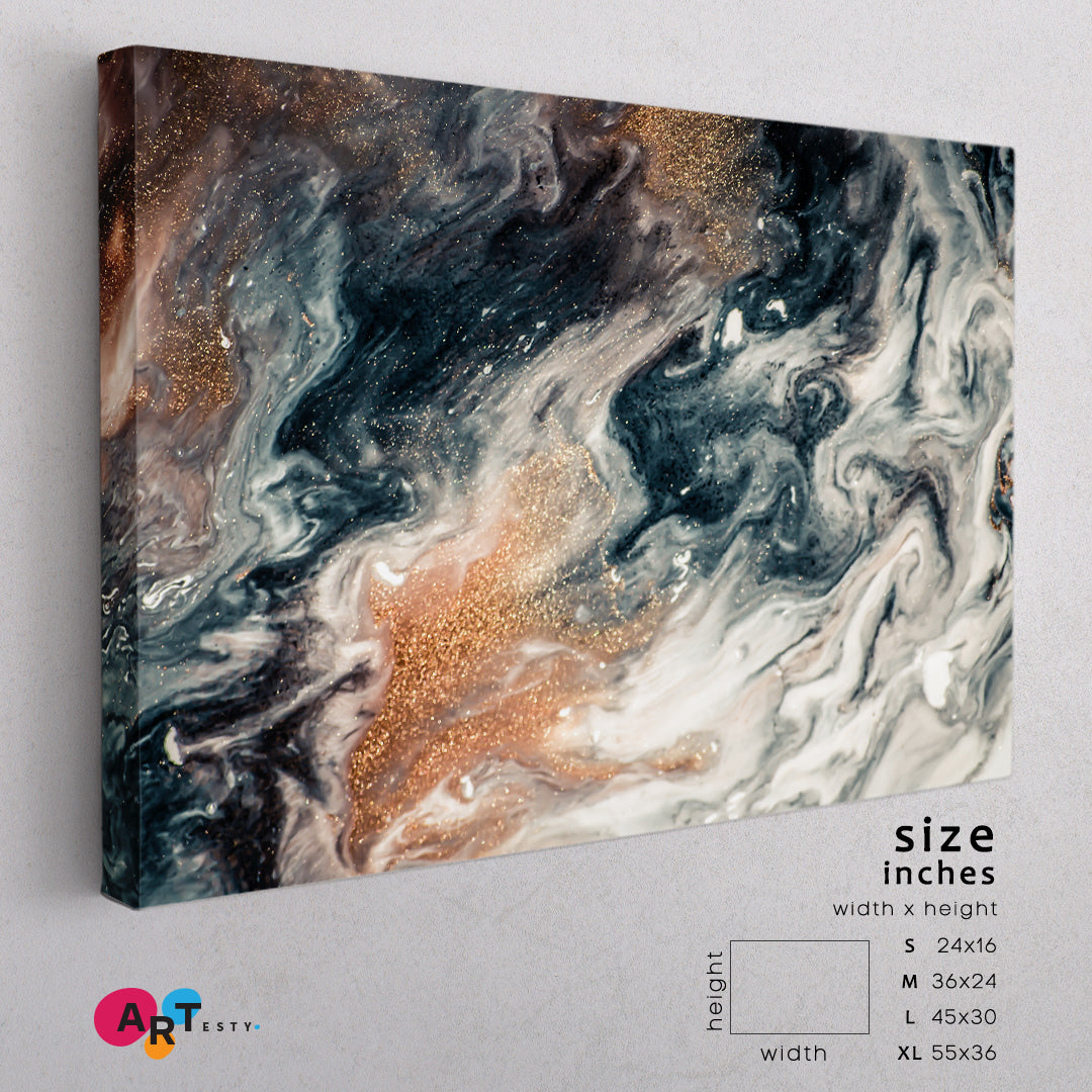 ABSTRACT Marble Liquid Fluid Art, Oriental Marbling Canvas Print Artesty   