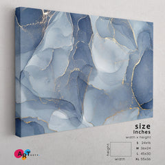 ABSTRACT SKYSCAPE Tender Soft Blue Modern Marble Pattern Fluid Art, Oriental Marbling Canvas Print Artesty 1 panel 24" x 16" 