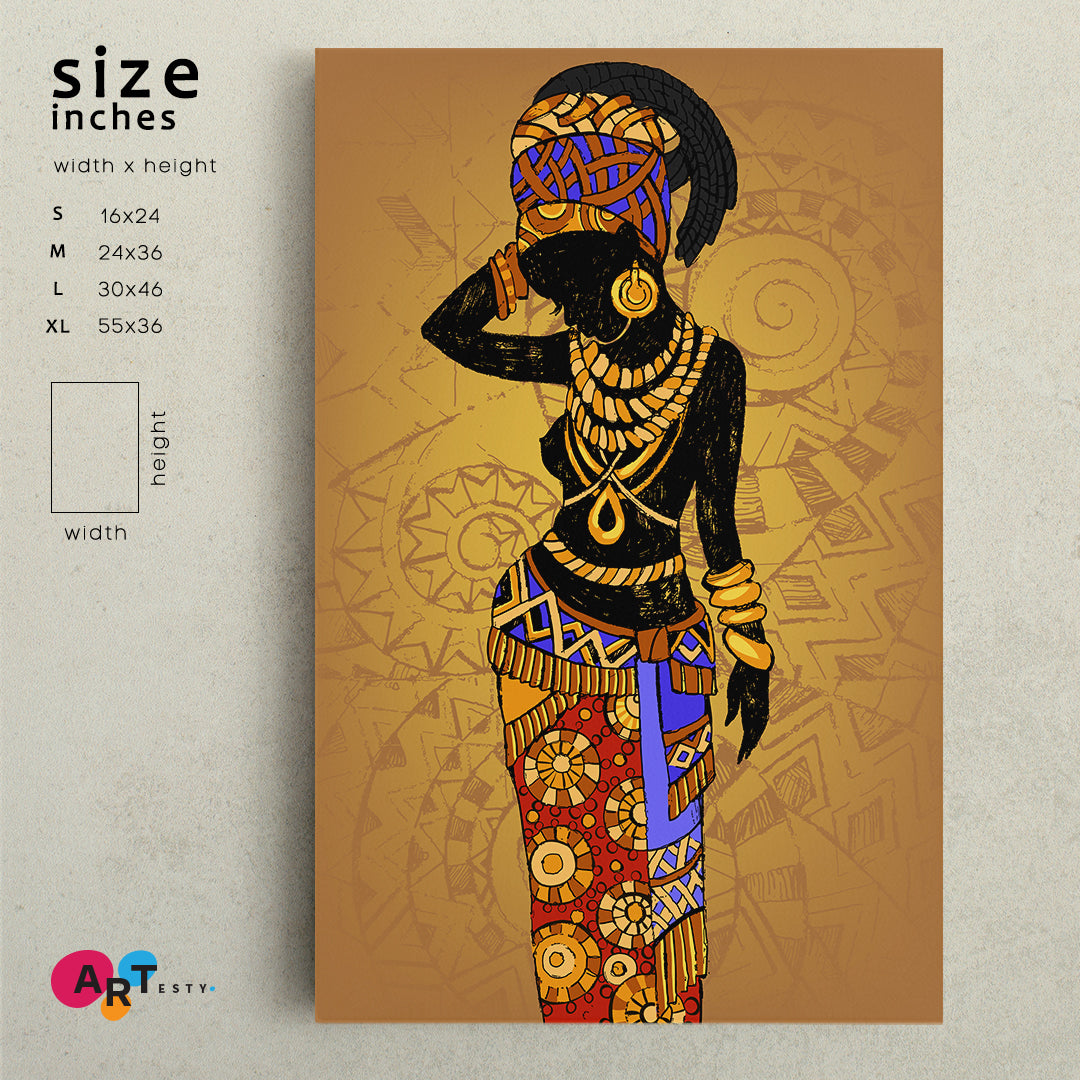 Beautiful Black Woman African Style African Style Canvas Print Artesty 1 Panel 16"x24" 