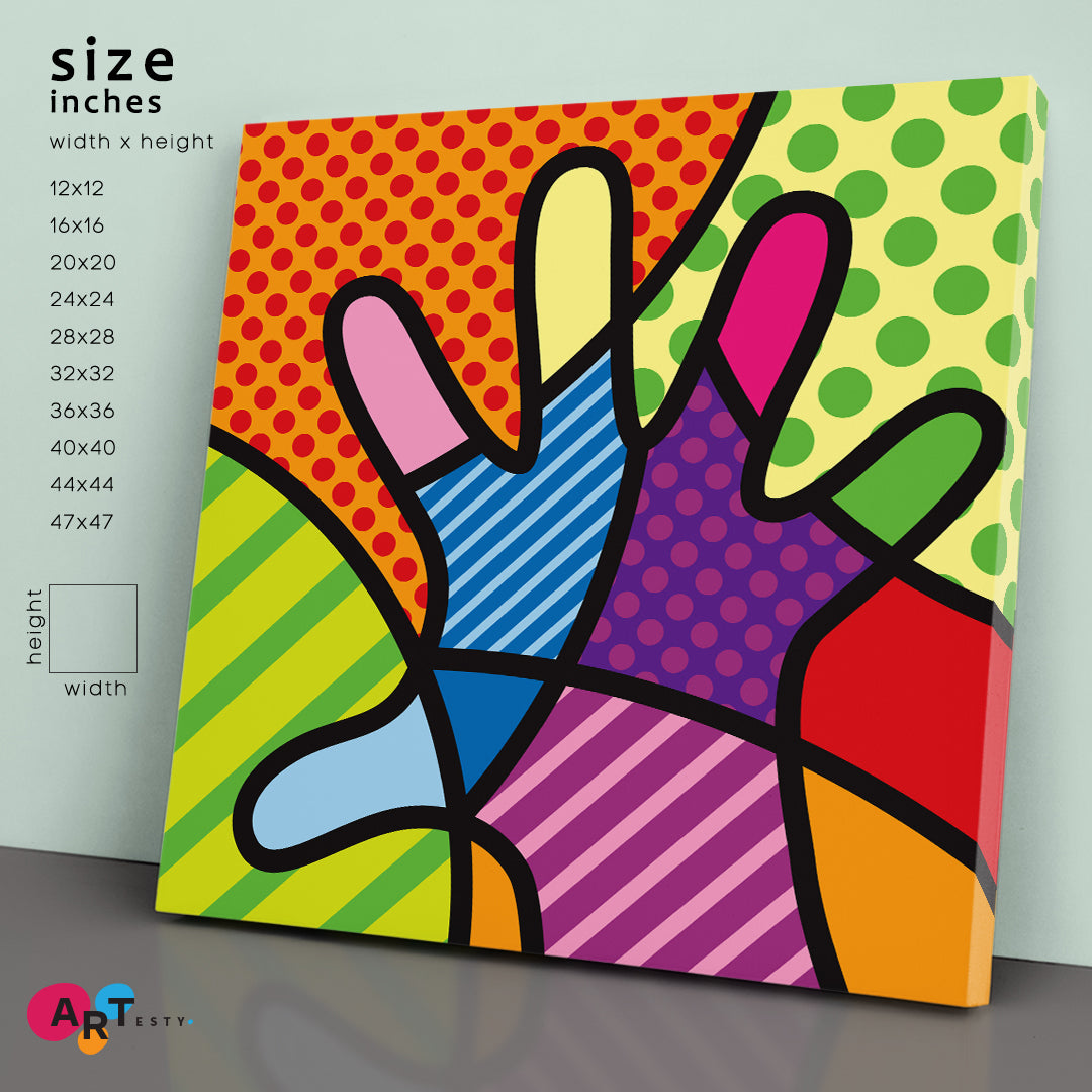 HAND Colorful Modern Pop Art Abstract Pop Art Canvas Print Artesty   