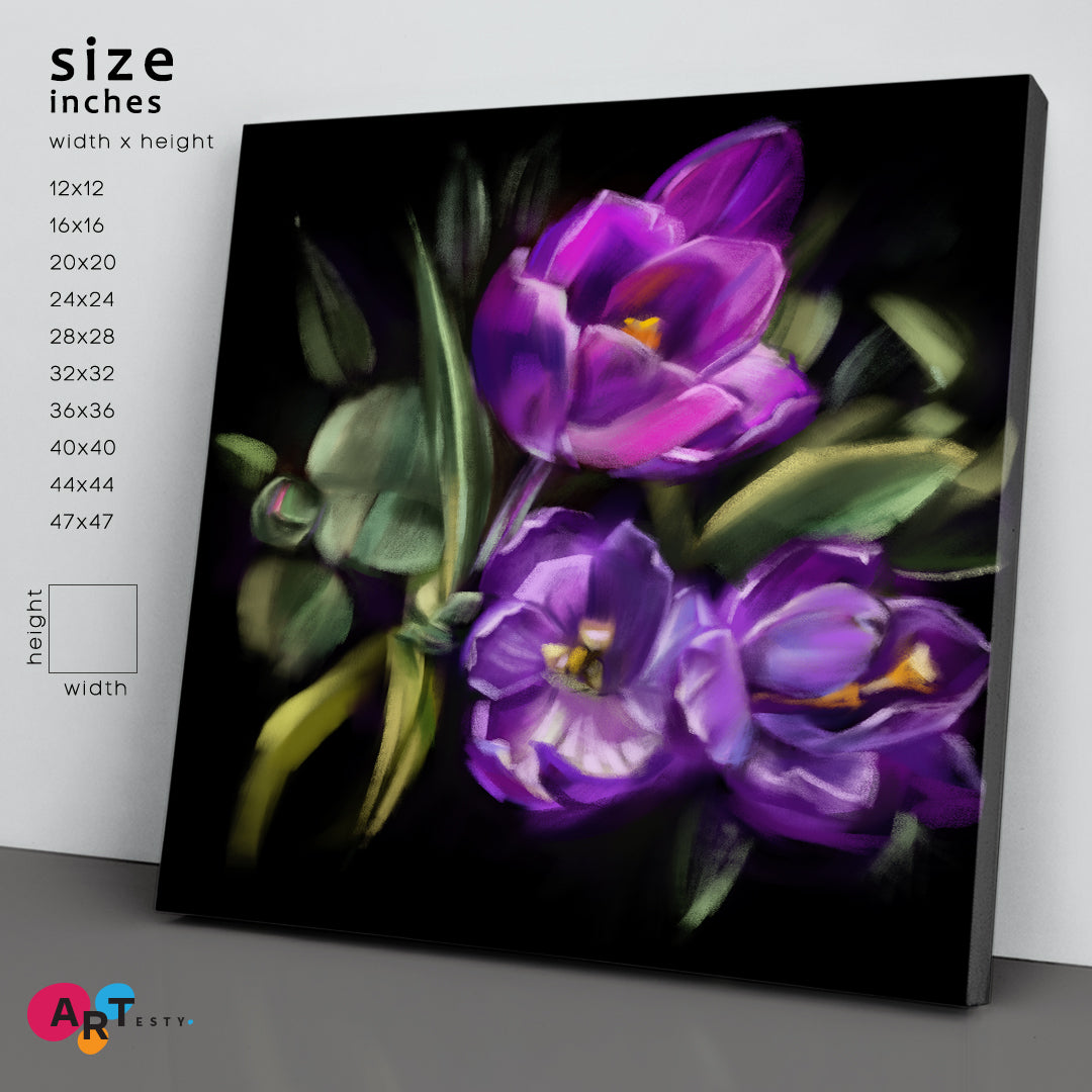 Purple Crocuses Painting Floral & Botanical Split Art Artesty   