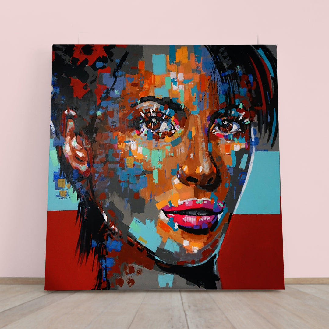 MISS FORTUNE | Fine Art Poster Grunge Graffiti Style Canvas Print - Square People Portrait Wall Hangings Artesty   