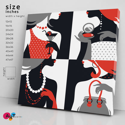 Pop Art Beautiful Fashion Woman Silhouettes Fashion Canvas Print Artesty 1 Panel 12"x12" 