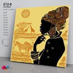 Silhouette Beautiful African Woman Africa Landscape African Style Canvas Print Artesty   