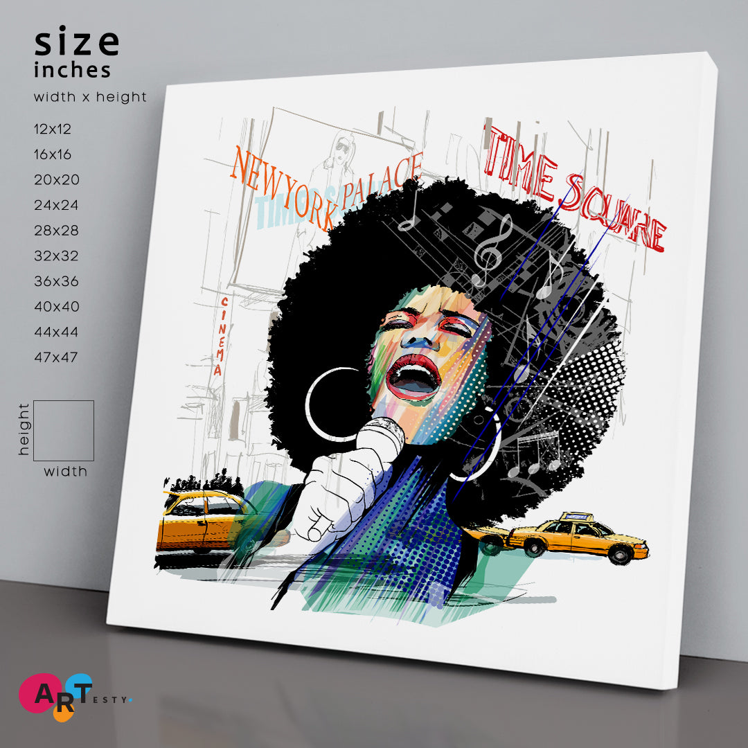 African American Jazz Singer New York Time Square People Portrait Wall Hangings Artesty   