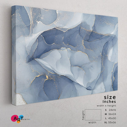 BLUE SKY Alcohol Ink Veins Pattern Abstract Design Soft Tender Colors Fluid Art, Oriental Marbling Canvas Print Artesty 1 panel 24" x 16" 