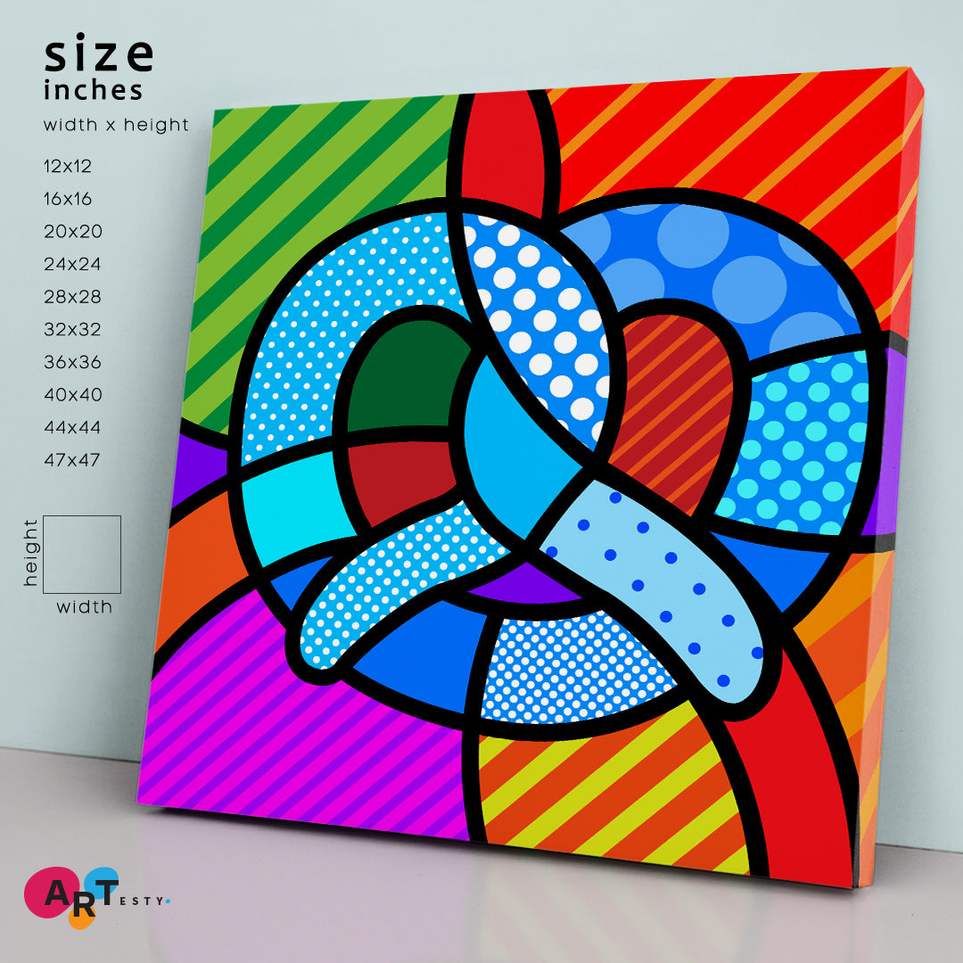 PRETZEL Pop Art Modern Design Typical Bavarian Geometric Symbol Pop Art Canvas Print Artesty   