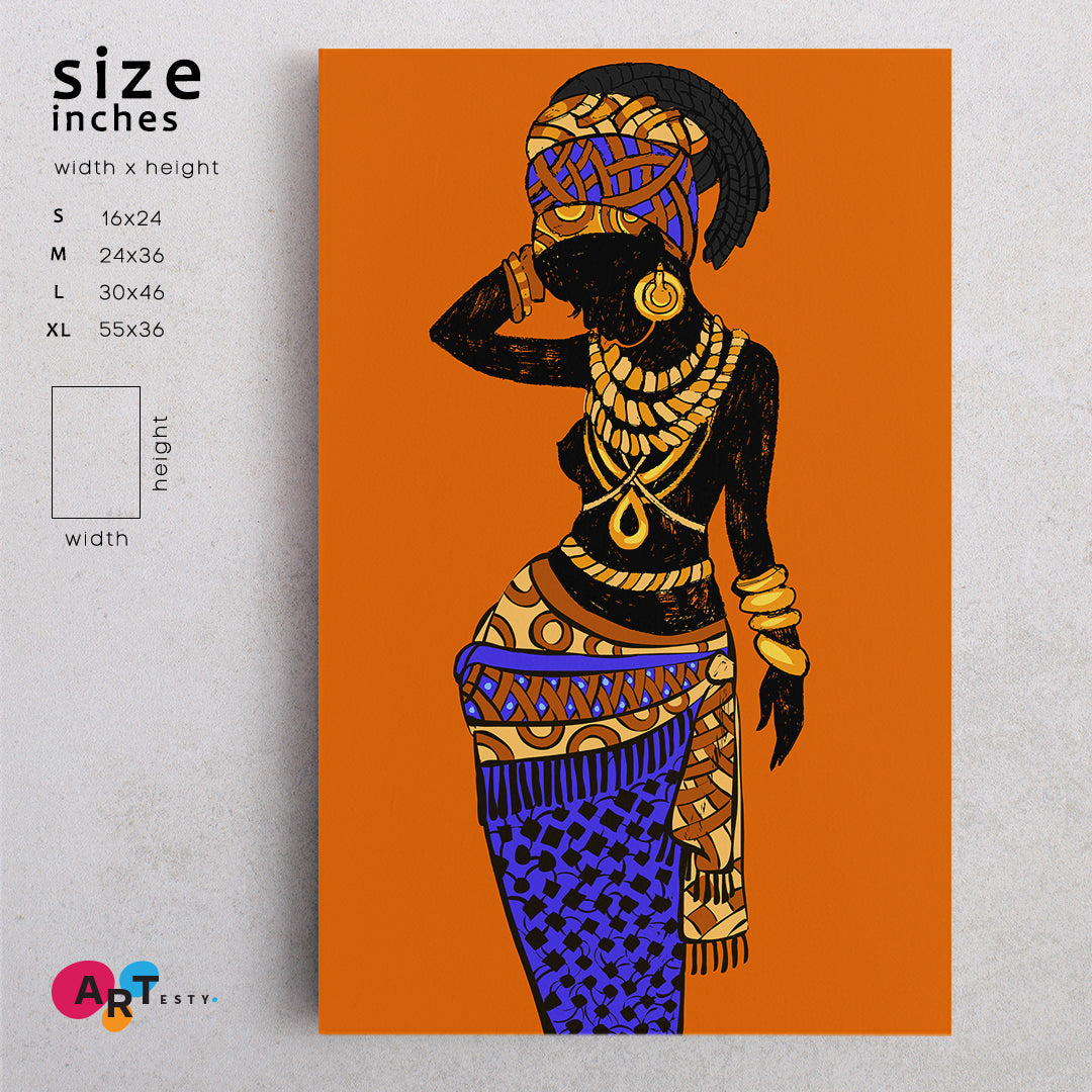 African Style Beautiful Black Woman Vibrant Abstract People Portrait Wall Hangings Artesty   
