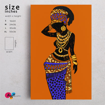 African Style Beautiful Black Woman Vibrant Abstract People Portrait Wall Hangings Artesty   