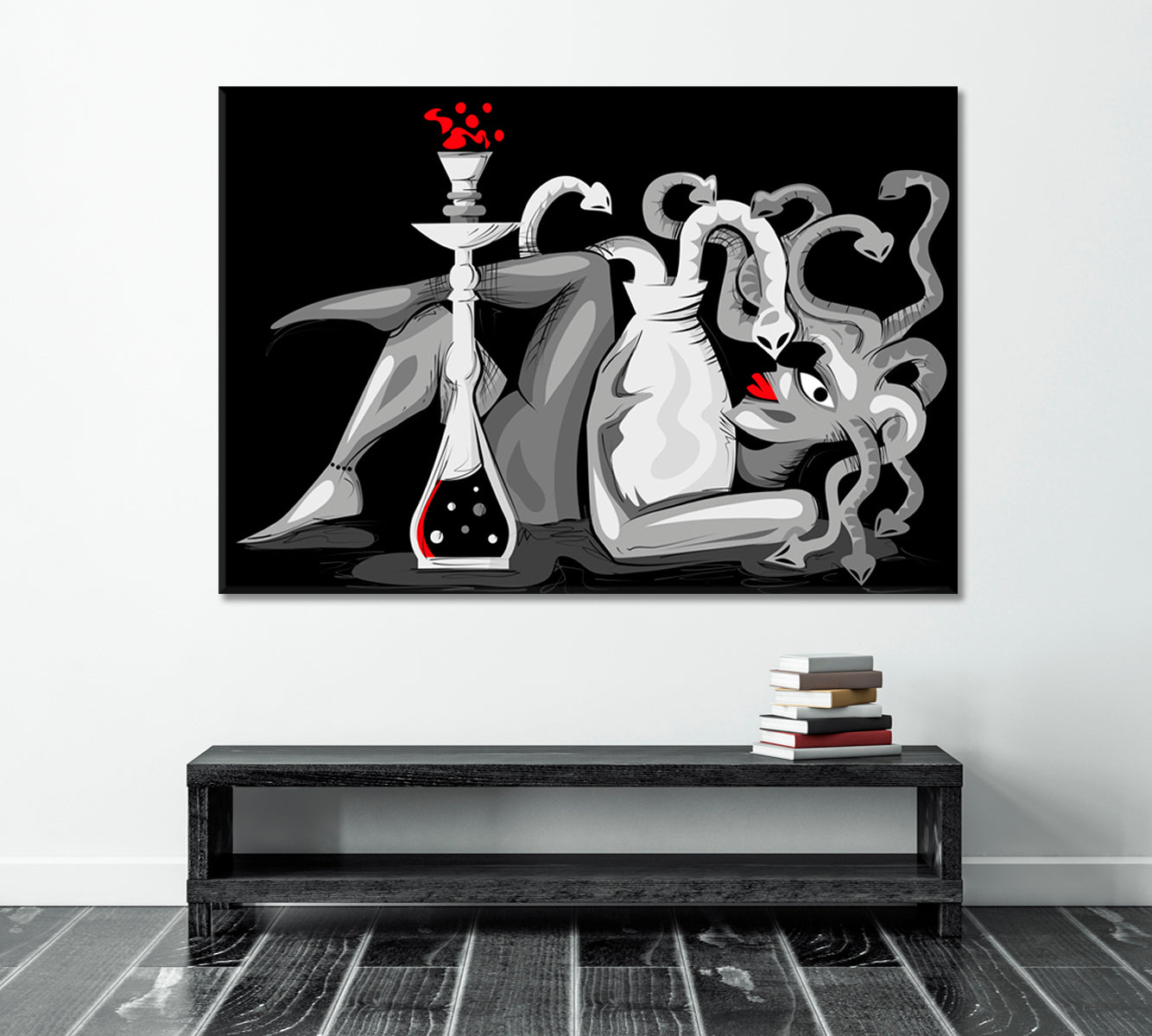 Abstract Woman Snake Head With Hookah Modern Artwork Abstract Art Print Artesty 1 panel 24" x 16" 