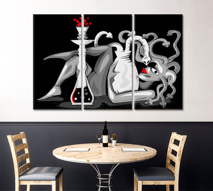 Abstract Woman Snake Head With Hookah Modern Artwork Abstract Art Print Artesty   