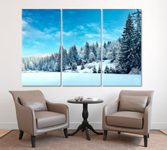 FABULOUS WINTER Snowy Mountain Forest Landscape Poster Scenery Landcape Artesty 3 panels 36" x 24" 
