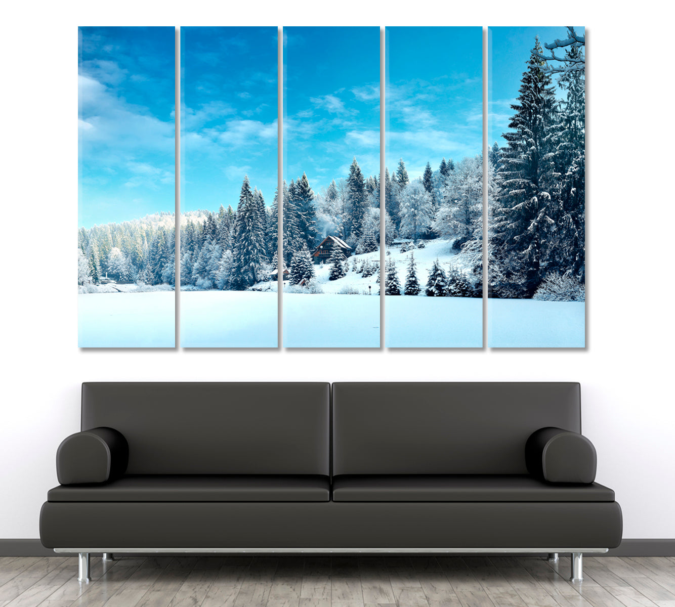 FABULOUS WINTER Snowy Mountain Forest Landscape Poster Scenery Landcape Artesty 5 panels 36" x 24" 