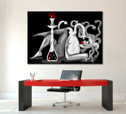 Abstract Woman Snake Head With Hookah Modern Artwork Abstract Art Print Artesty   