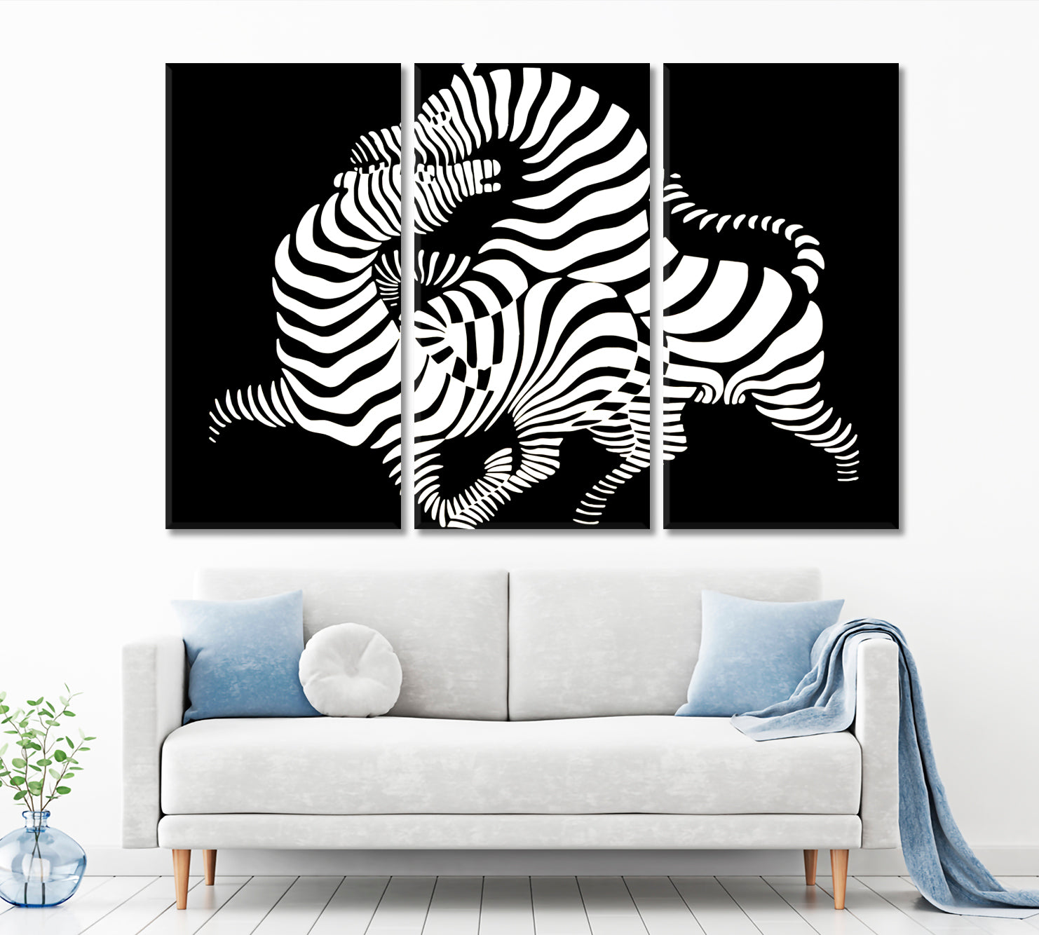 IN LOVE Twisted Zebras Vasarely Style Tricky Optical Illusion Op-art Contemporary Art Artesty   