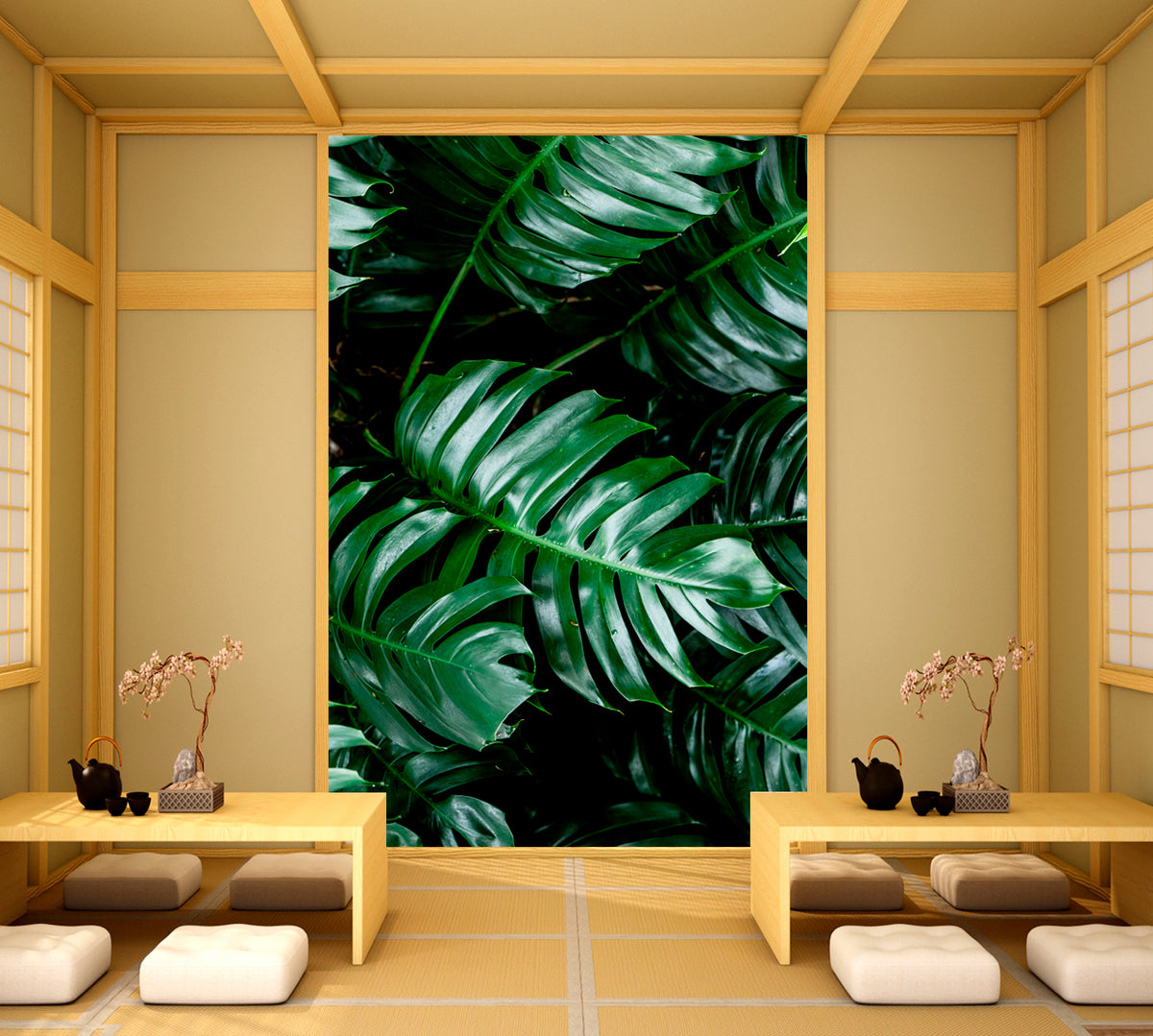 TROPICAL GREEN HOME Tropical Deep Forest Leaves Jungle Green Plant Wet in Rainforest - Vertical 1 panel Floral & Botanical Split Art Artesty 1 Panel 16"x24" 