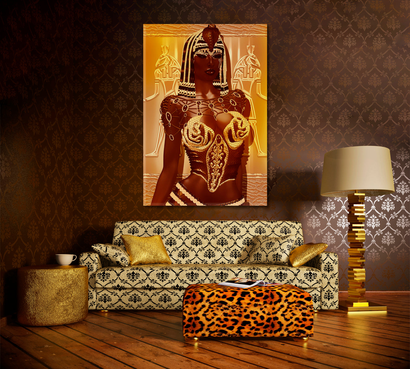 Egyptian Magic Woman Goddess African Ethnic Design  Vertical 1 panel African Style Canvas Print Artesty   