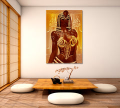 Egyptian Magic Woman Goddess African Ethnic Design  Vertical 1 panel African Style Canvas Print Artesty   