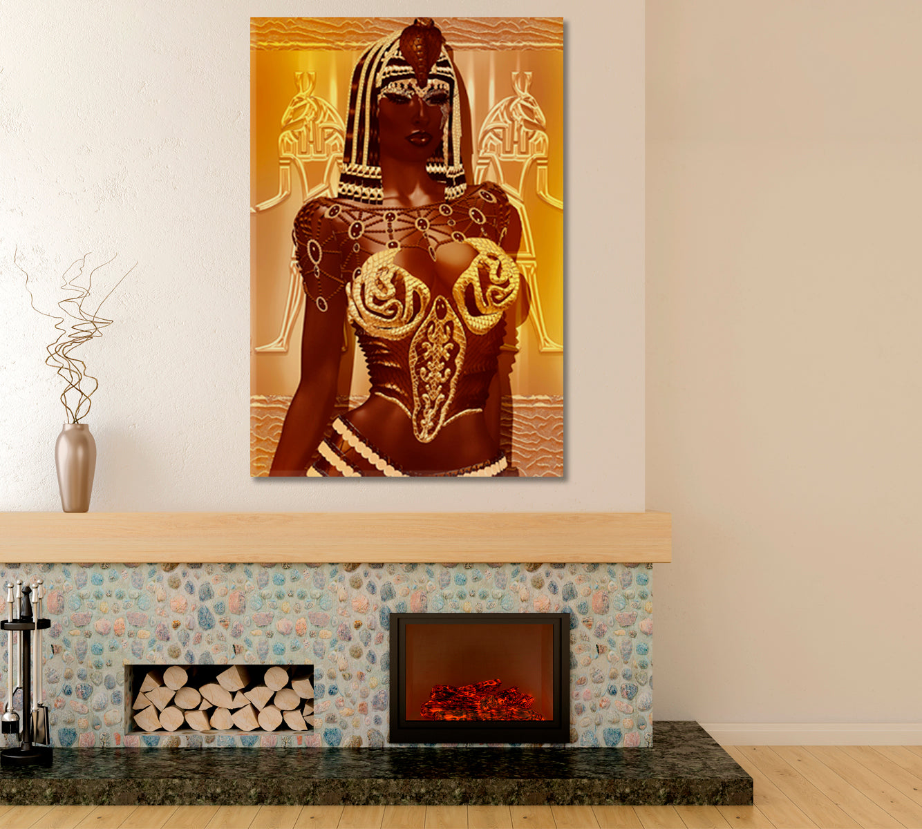 Egyptian Magic Woman Goddess African Ethnic Design  Vertical 1 panel African Style Canvas Print Artesty   