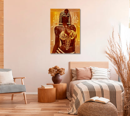 Egyptian Magic Woman Goddess African Ethnic Design  Vertical 1 panel African Style Canvas Print Artesty   