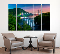 Bear Mountain Bridge Hudson River Valley New York State Famous Landmarks Artwork Print Artesty 5 panels 36" x 24" 