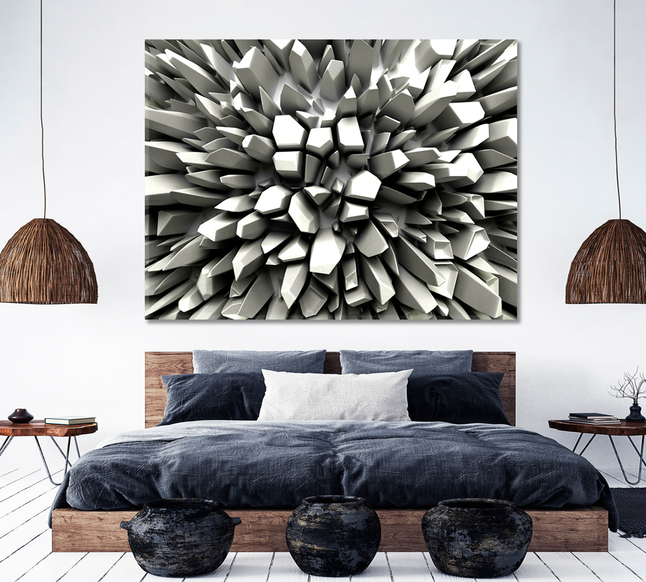 Abstract Three-dimension Crystallized Rays 3D Effect Shapes Poster Abstract Art Print Artesty   