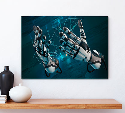 CYBER WORLD Robot Arms Futuristic Cyber Brain Technology Poster Business Concept Wall Art Artesty   