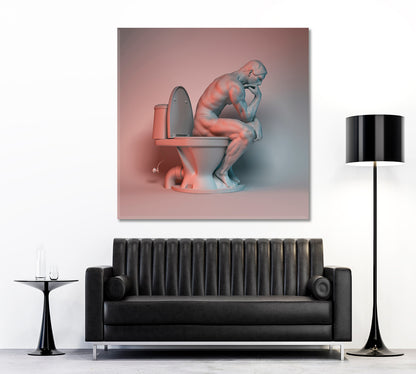 RODIN THE THINKER Sculpture Of Muscular Athlete On Toilet Abstract Art Print Artesty   