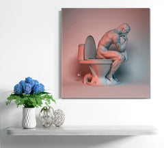 RODIN THE THINKER Sculpture Of Muscular Athlete On Toilet Abstract Art Print Artesty   