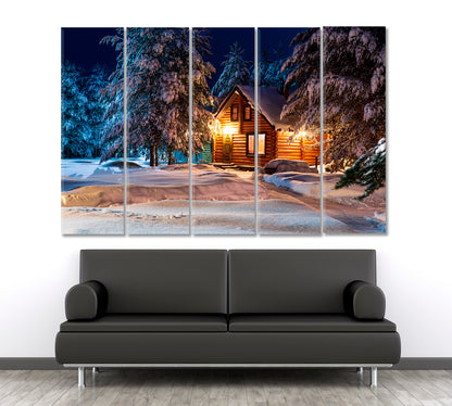 Fabulous Winter Christmas Night Rural Landscape Poster Scenery Landcape Artesty 5 panels 36" x 24" 