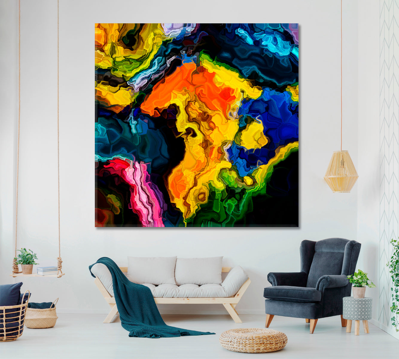 FLUID LINES  Abstract Art - Square Panel Contemporary Art Artesty   