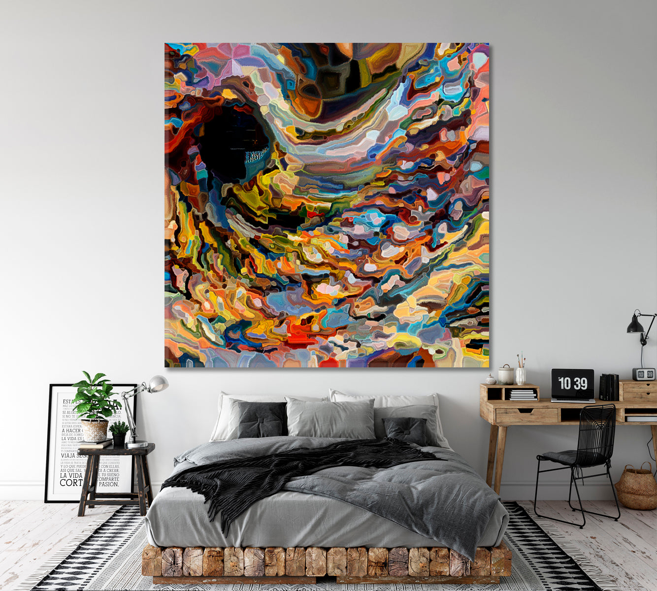 PAINTS VIRTUAL WHIRLPOOL  Unique Abstract Art - Square Panel Abstract Art Print Artesty 1 Panel 12"x12" 