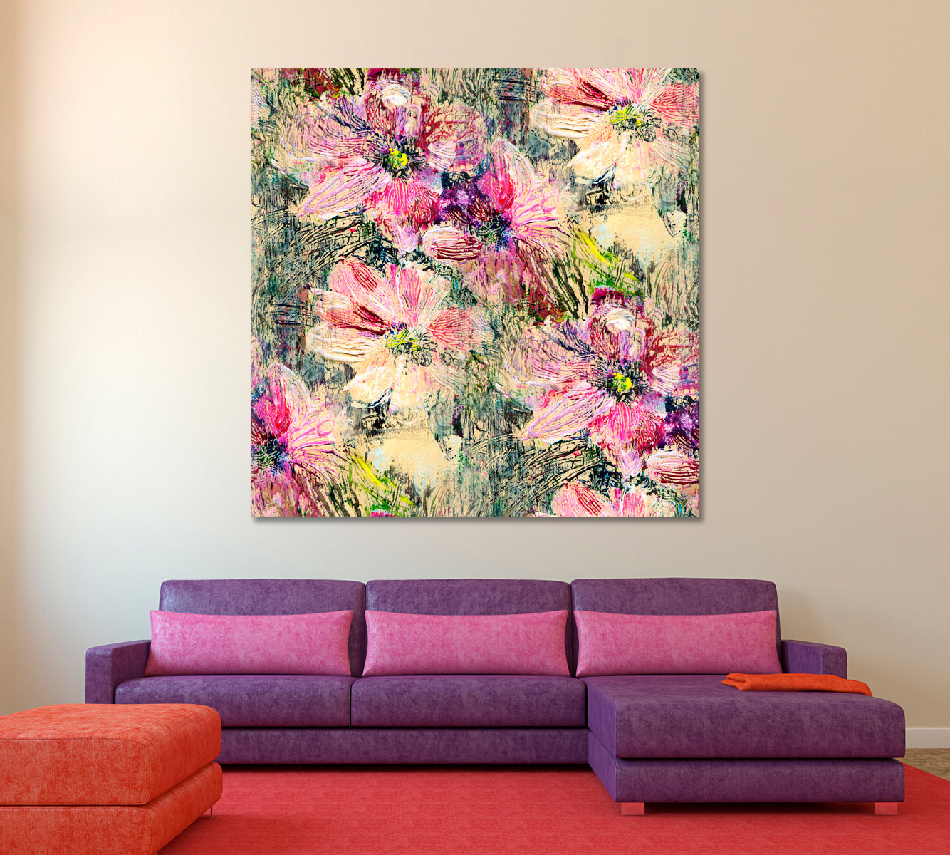 SPRING Abstract Flowers Cube Floral & Botanical Split Art Artesty   