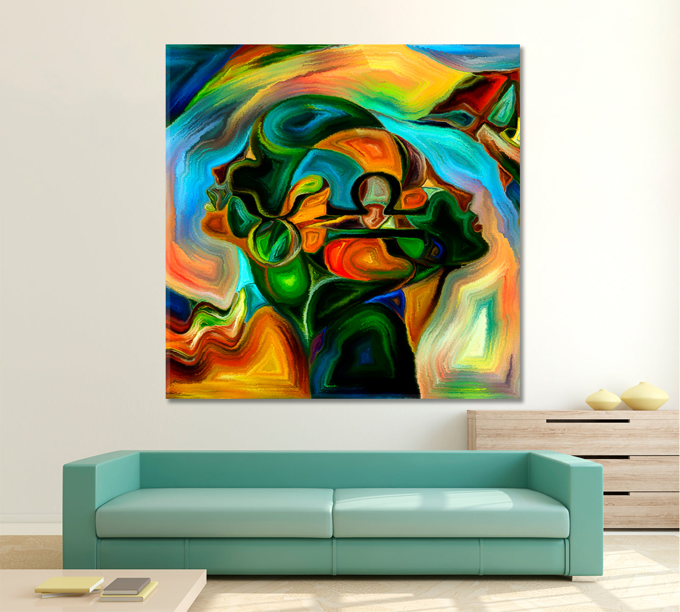 LIVE COLORS You and I Woven Together Consciousness - Square Panel Abstract Art Print Artesty   