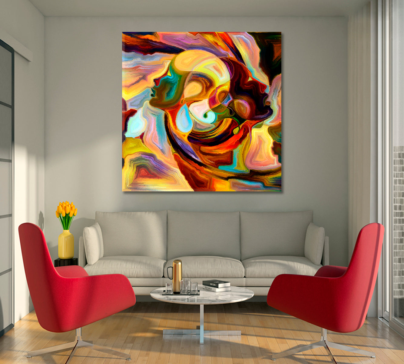 VORTEX MIND Contemporary Abstract Colorful Patterns - Square Panel Abstract Art Print Artesty 1 Panel 12"x12" 