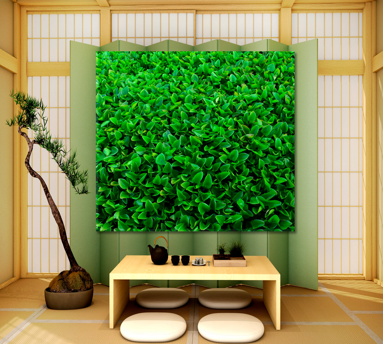 LIVE GREEN HOME Plant Leaf Abstract - Square Panel Floral & Botanical Split Art Artesty   