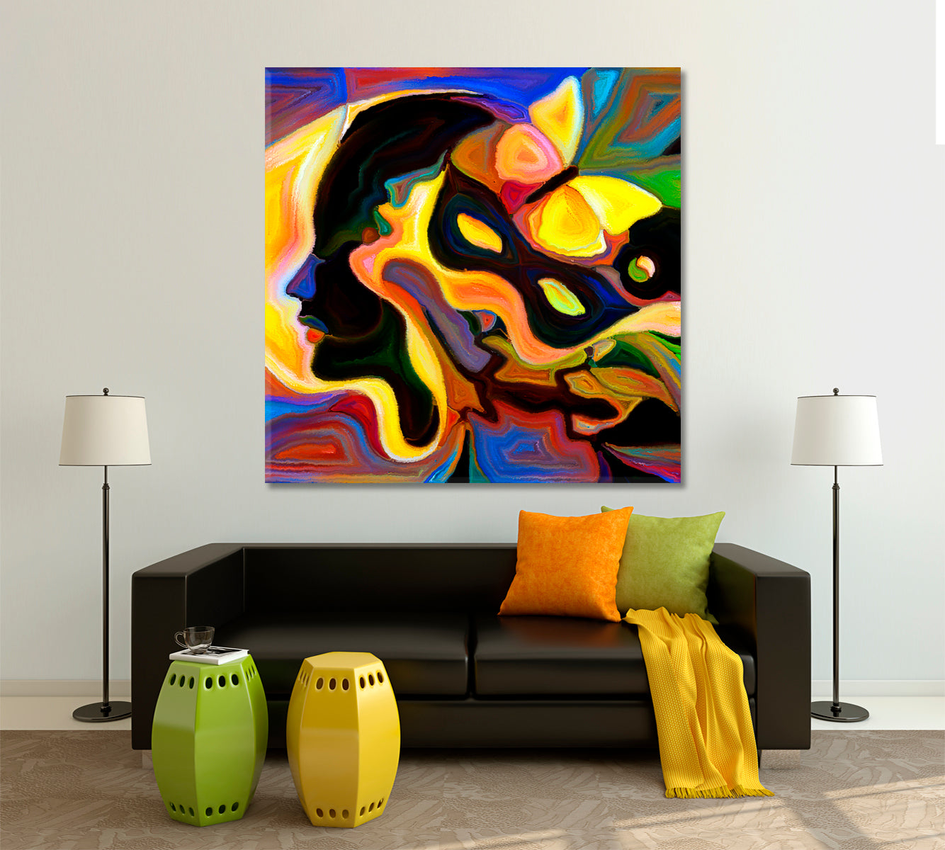 MULTIFACETED CONSCIOUSNESS People Live Paints - Square Panel Contemporary Art Artesty   