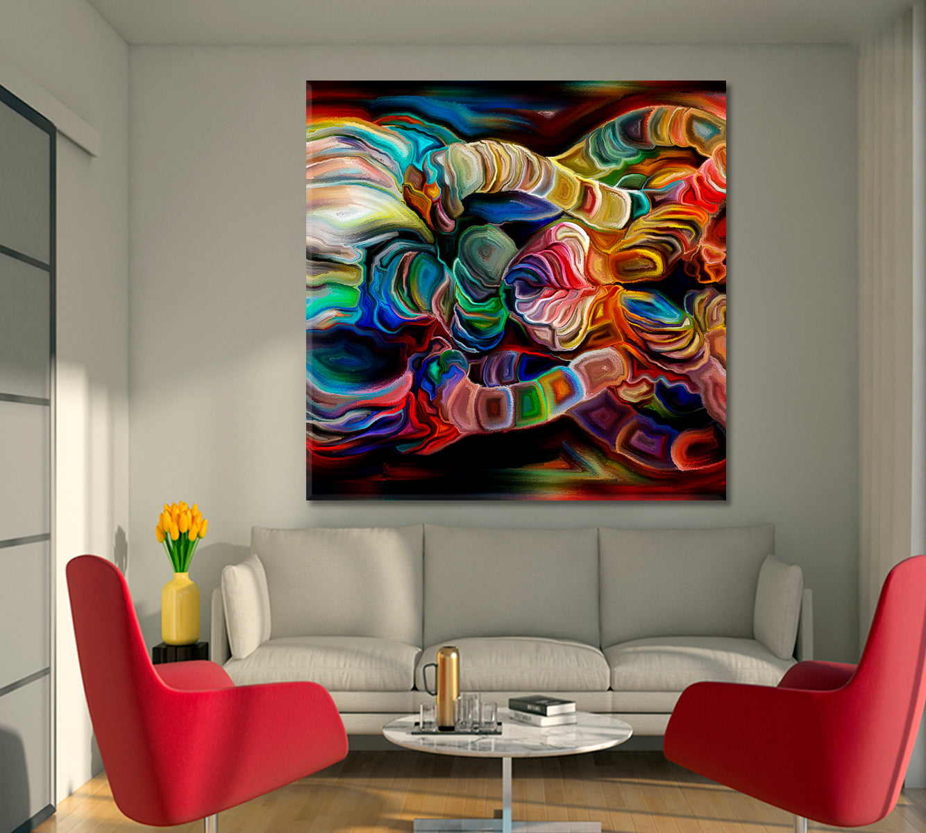 COLORS MOTION Abstract Pictorial and Artistic Effects Art - Square Panel Contemporary Art Artesty 1 Panel 12"x12" 