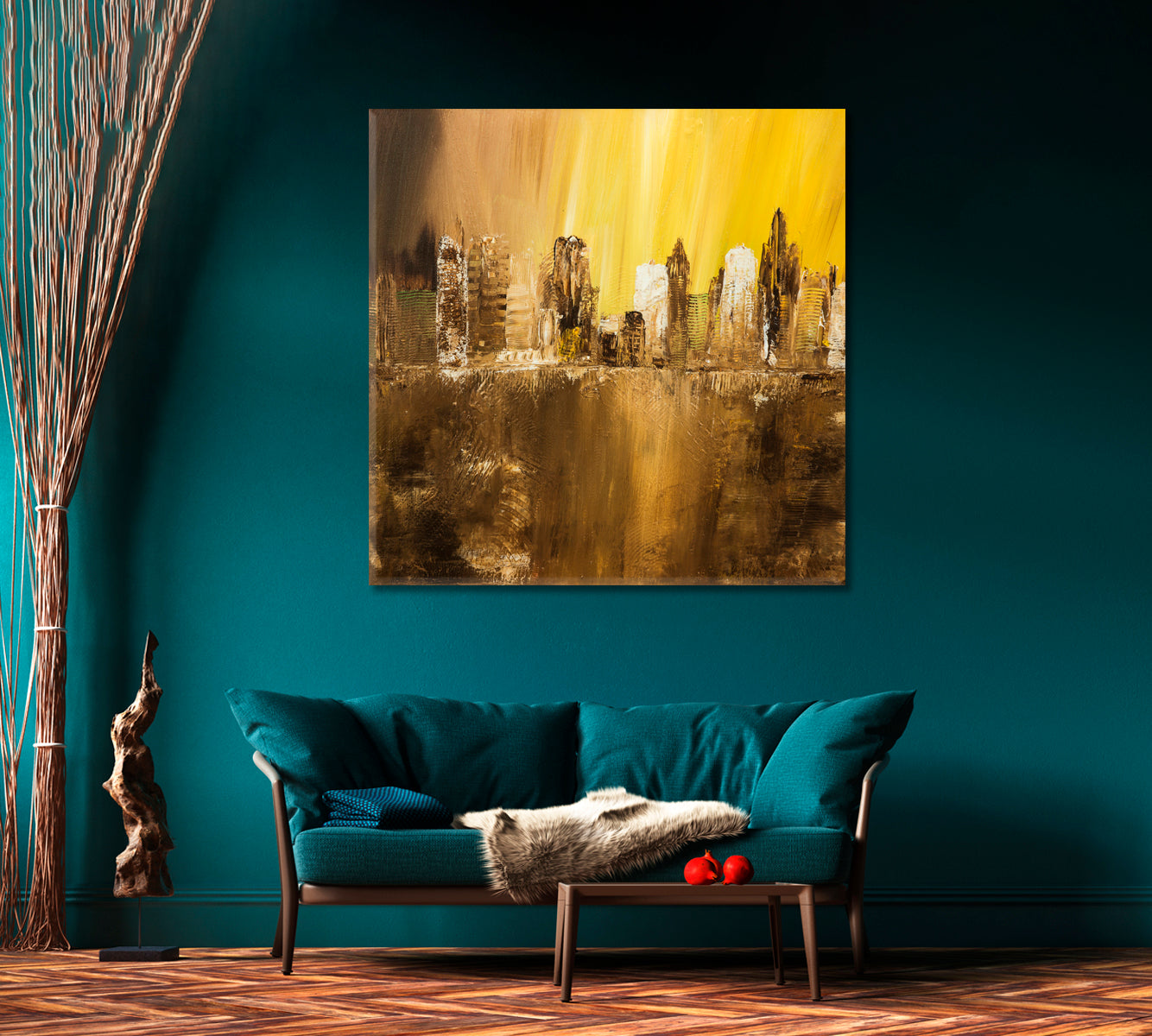 Abstract City Creative Modern Grunge Contemporary | Square Panel Cities Wall Art Artesty   