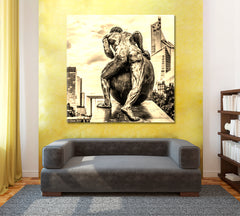 PARIS City of Lovers Fashion Science and Arts Sepia Vintage Effect - Square Panel Famous Landmarks Artwork Print Artesty   