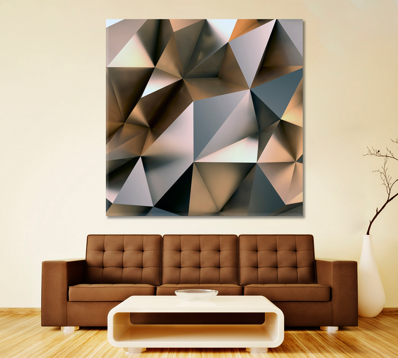 Abstract Grey 3D Pattern - Square Panel Abstract Art Print Artesty   