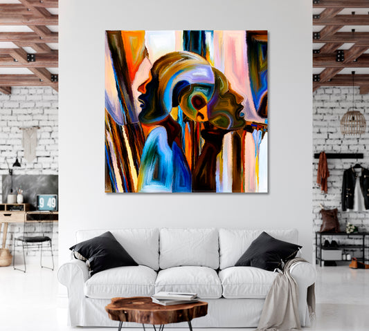 FUTURISTIC Contemporary Art People Abstract Design Canvas Print - Square Panel Consciousness Art Artesty 1 Panel 12"x12" 