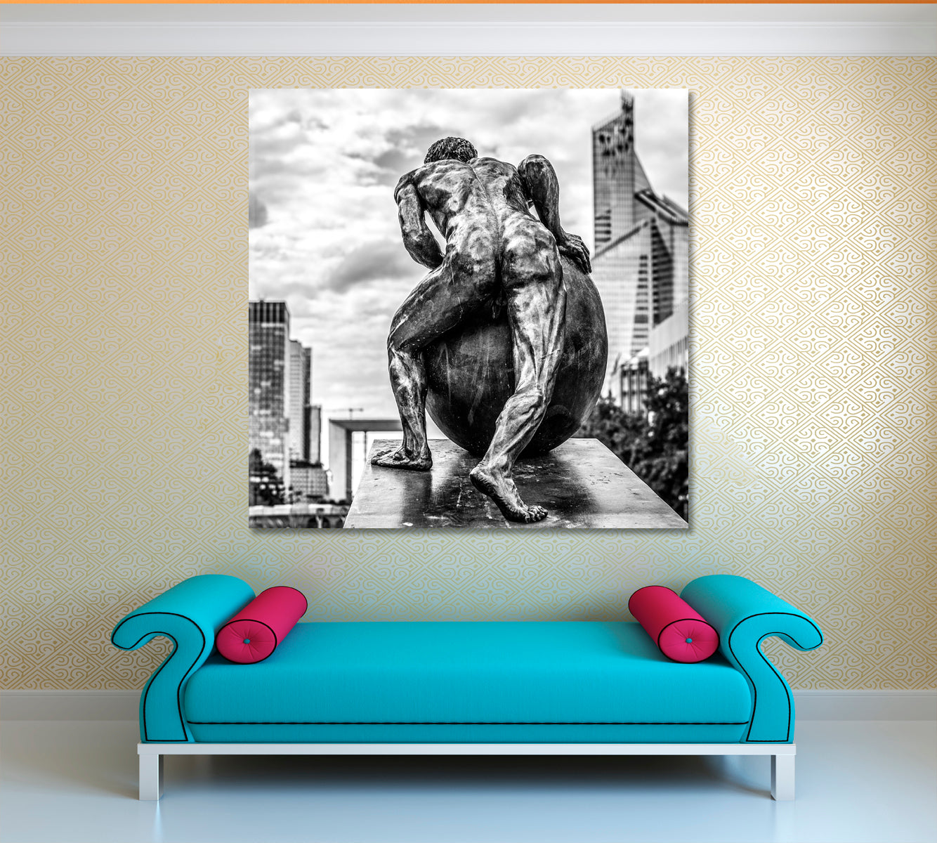 Paris City of Lovers Fashion Science and Arts - Square Panel B&W Famous Landmarks Artwork Print Artesty   