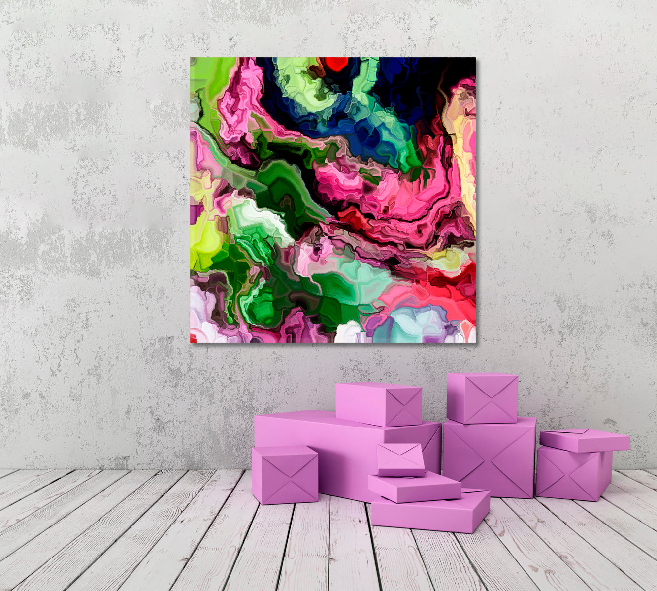 VIBRANT COLORS Expressionist Art - Square Panel Abstract Art Print Artesty   