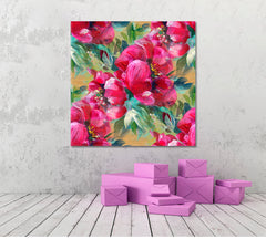 SPRING SOUL Vivid Pink Peony - Square Panel Floral & Botanical Split Art Artesty 1 Panel 12"x12" 