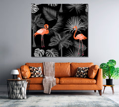 Abstract Tropical Jungle And Flamingo Poster Tropical, Exotic Art Print Artesty   