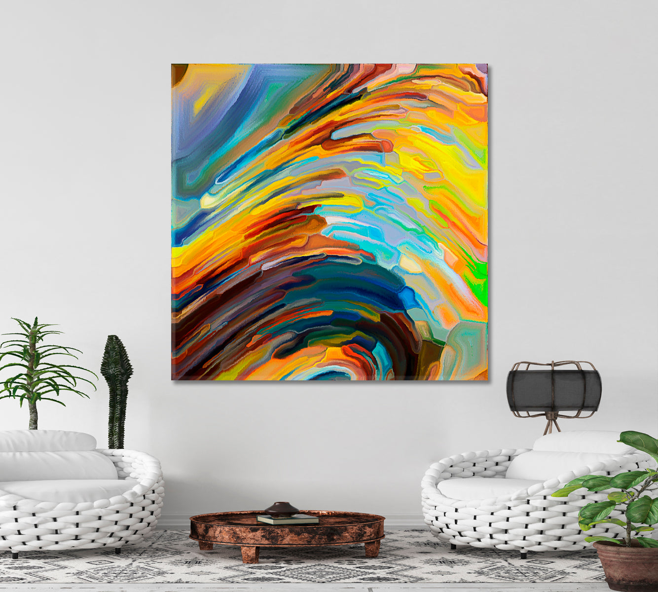 VORTEX INTERWEAVING FLOW Unique Abstract Art - Square Panel 3 Abstract Art Print Artesty   