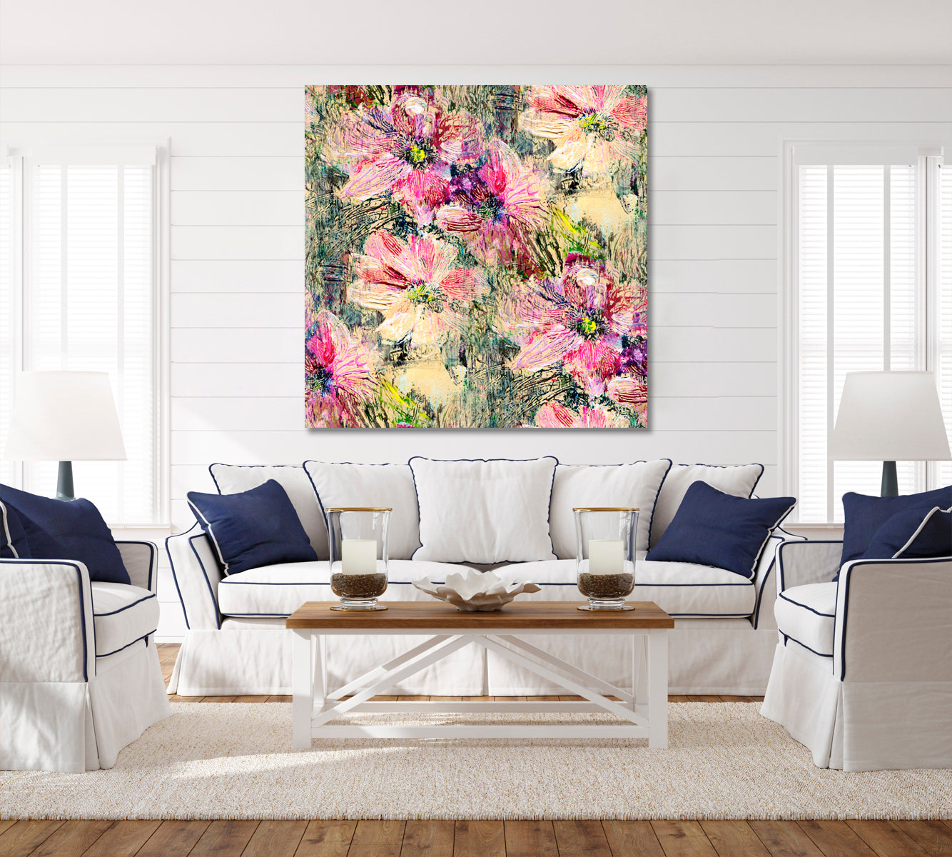 SPRING Abstract Flowers Cube Floral & Botanical Split Art Artesty 1 Panel 12"x12" 