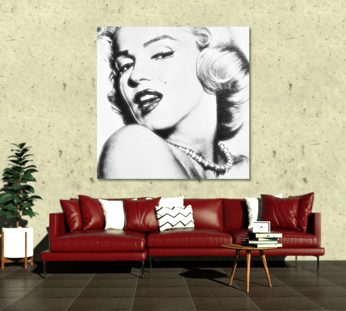 MARILYN MONROE Movie Star Marilyn Monroe Famous Posing Black and White Vinage - Square Panel Celebs Canvas Print Artesty 1 Panel 12"x12" 
